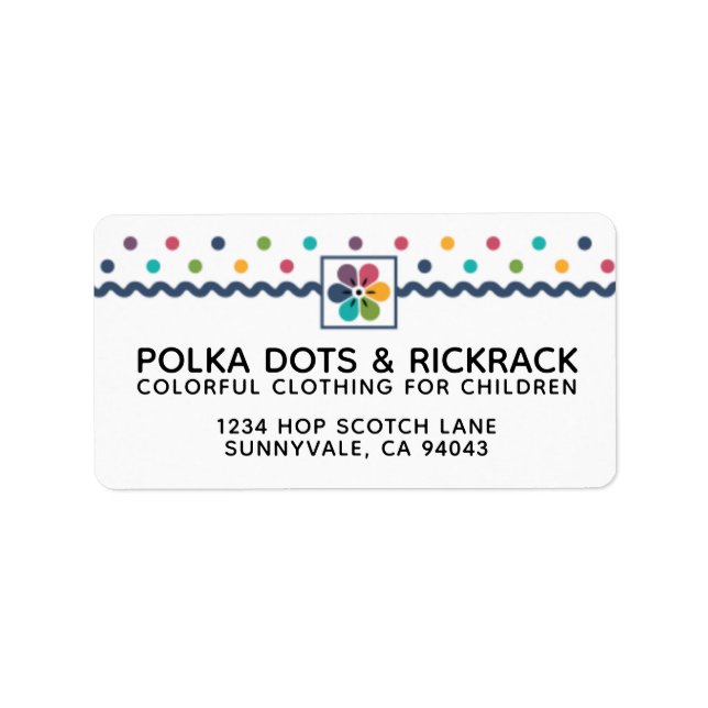 Colorful Flower and Polka Dots Label (Front)