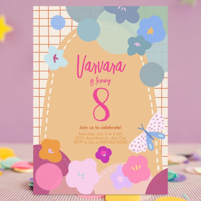 Colorful Flower Arch Birthday Girl Invitation (Creator Uploaded)