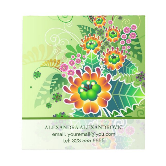 Colorful Flower Arraignment Illustration Template Notepad (Front)