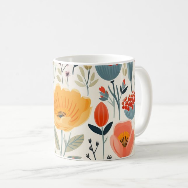 Colorful flower art coffee mug (Front Right)