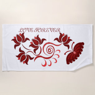 Colorful flower art gift for mom beach towel