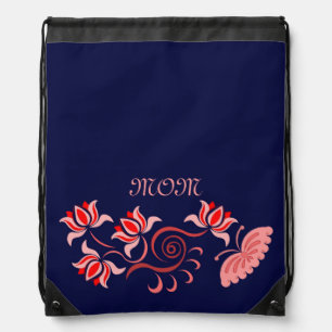 Colorful flower art gift for mom drawstring bag