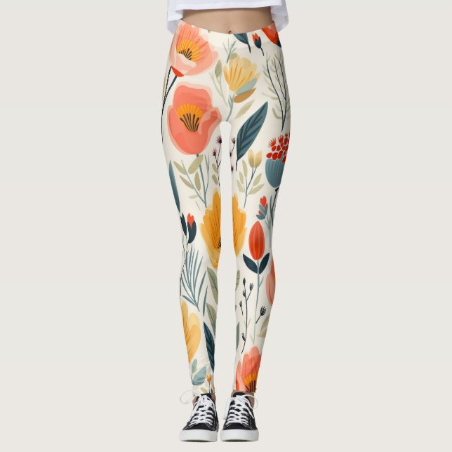 Colorful Flower Art Leggings (Front)