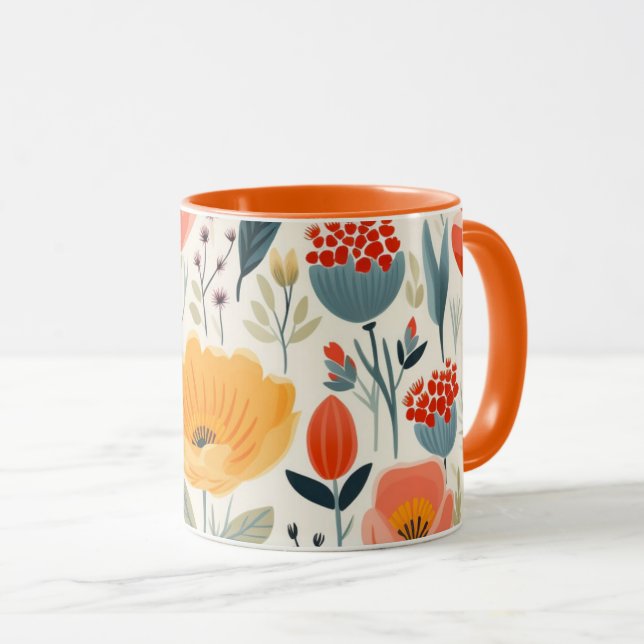 Colorful Flower Art Mug (Front Right)