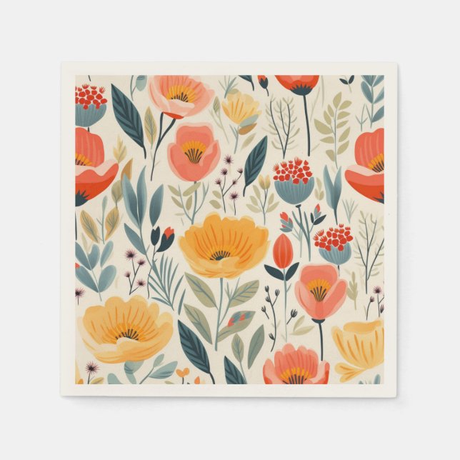 Colorful Flower Art Napkins (Front)