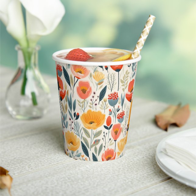 Colorful Flower Art Paper Cups (Insitu)