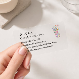 Colorful Flower Baby Footprint Logo Clear Business Cards
