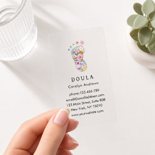 Colorful Flower Baby Footprint Logo Clear Business Cards