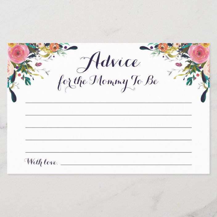 Colorful Flower Baby Shower Advice For Mom Cards Zazzle Com