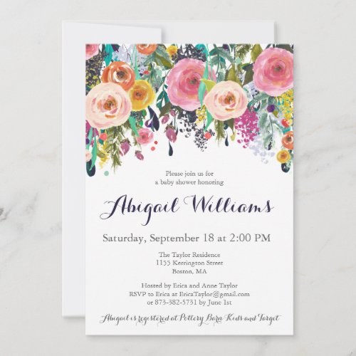 Colorful Flower Baby Shower Invitation Cards