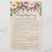 Colorful Flower Baby Shower Nursery Rhyme Quiz (Front)
