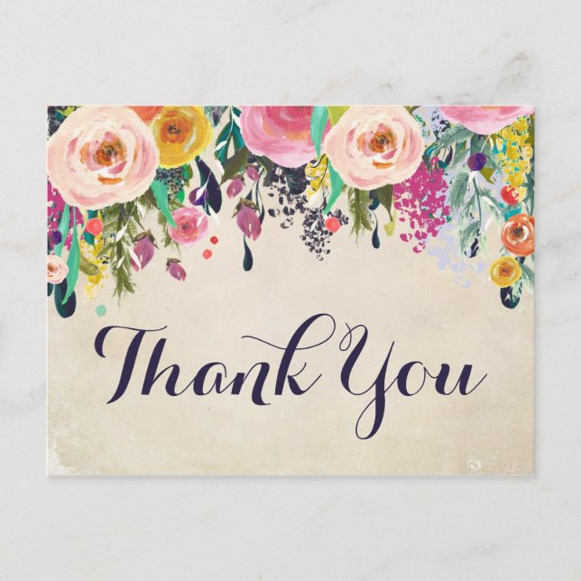 Colorful Flower Baby Shower Thank You Postcard (Front)