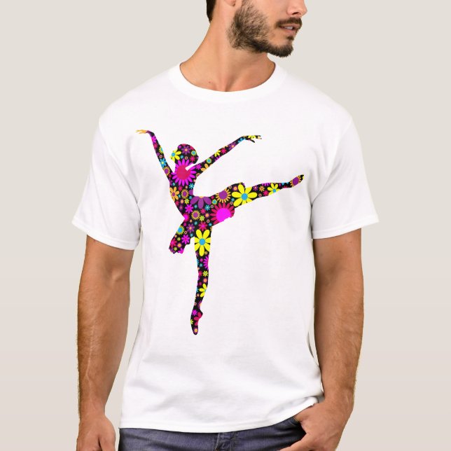 Colorful Flower Ballerina For Ballet T-Shirt (Front)