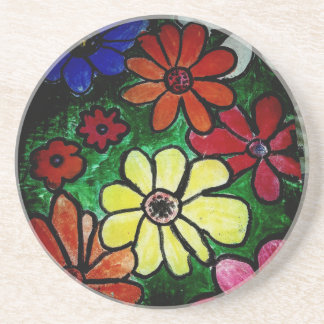 colorful flower bloom coaster