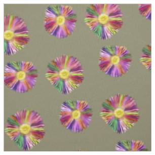 Colorful Flower Boho Floral Chic Khaki Green Fabric