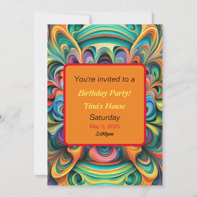 Colorful Flower Boho  Invitation (Back)