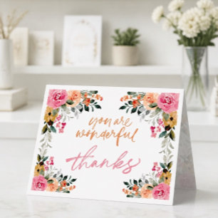 Colorful Flower Border Thank You Card