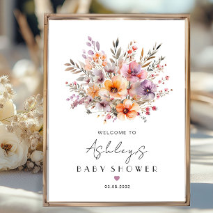 Colorful, Flower Bouquet Baby Shower  Poster