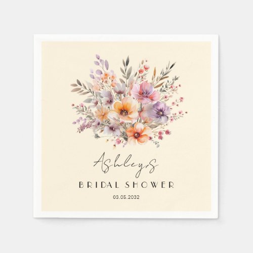 Colorful Flower Bouquet Bridal Shower  Napkins