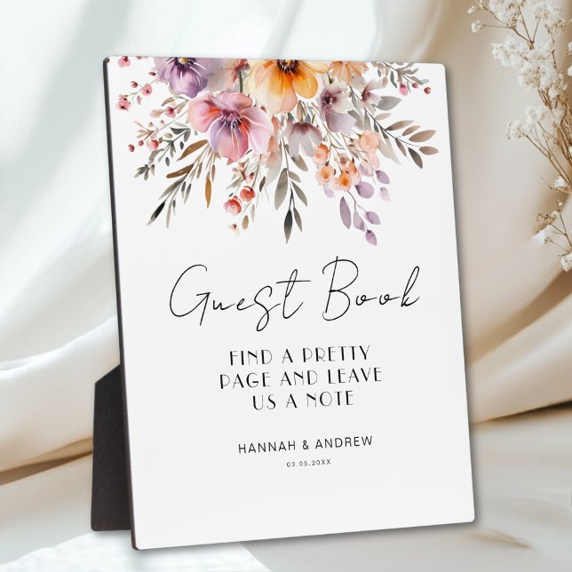 Colorful, Flower Bouquet GUEST BOOK Plaque (Colorful, Flower Bouquet GUEST BOOK Plaque)