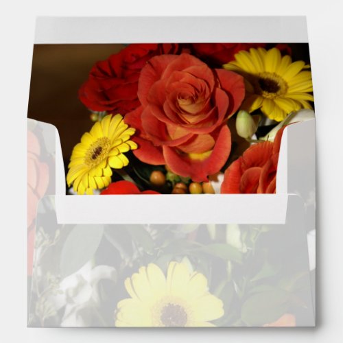 Colorful Flower Bouquet Inside and Outside Envelope