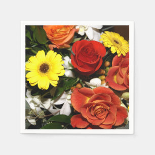 Colorful Flower Bouquet Photograph Napkins
