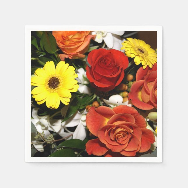 Colorful Flower Bouquet Photograph Napkins (Front)