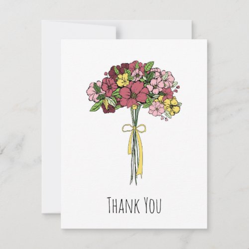 Colorful Flower Bouquet Thank You Card 
