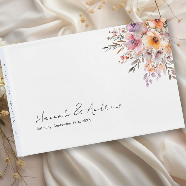 Colorful, Flower Bouquet, Wedding Guest Book (Colorful, Flower Bouquet, Wedding Guest Book with your name and date.)