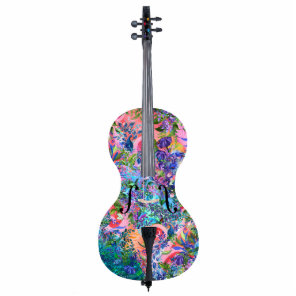 Colorful Flower Cello Musical Instrument Sculpture