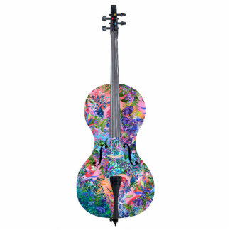 Colorful Flower Cello Musical Instrument Sculpture