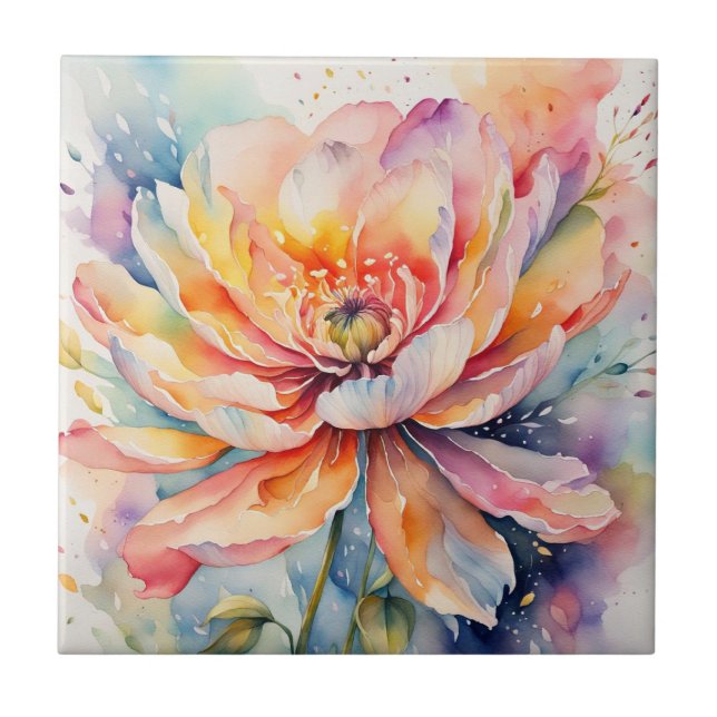 Colorful Flower Ceramic Tile (Front)