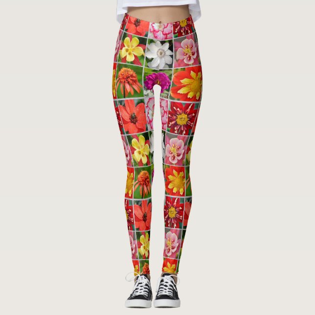 Colorful flower collage leggings (Front)