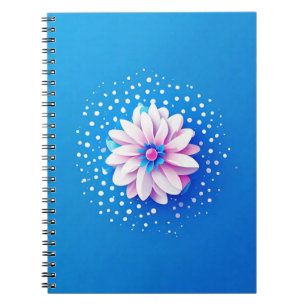 Colorful Flower Composition on Blue Background Notebook