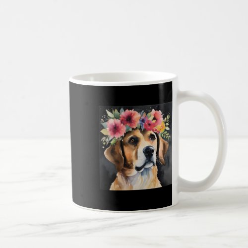 Colorful Flower Crown Dog Portrait  Coffee Mug