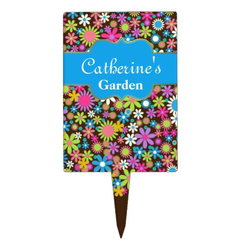 Colorful Flower Custom Garden Marker Cake Topper