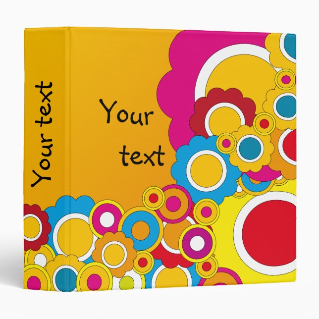 Colorful flower design 3 ring binder (Front/Spine)