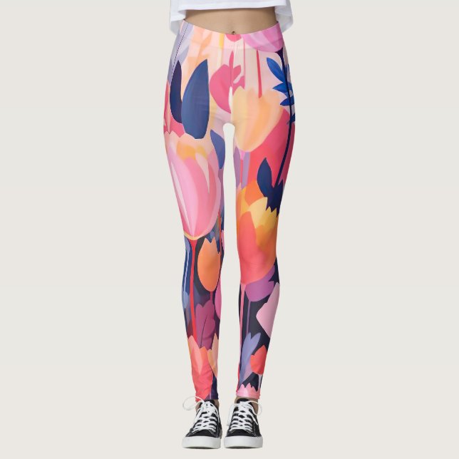 colorful Flower design  Leggings (Front)