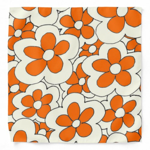 Colorful Flower Design Orange Cream Bandana