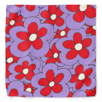 Colorful Flower Design Purple Red Bandana
