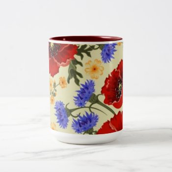 Colorful Flower Design Two Tone Mug by Rasazzle at Zazzle