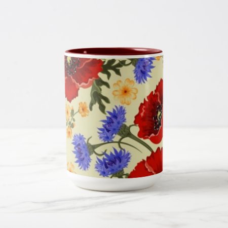 Colorful Flower Design Two Tone Mug