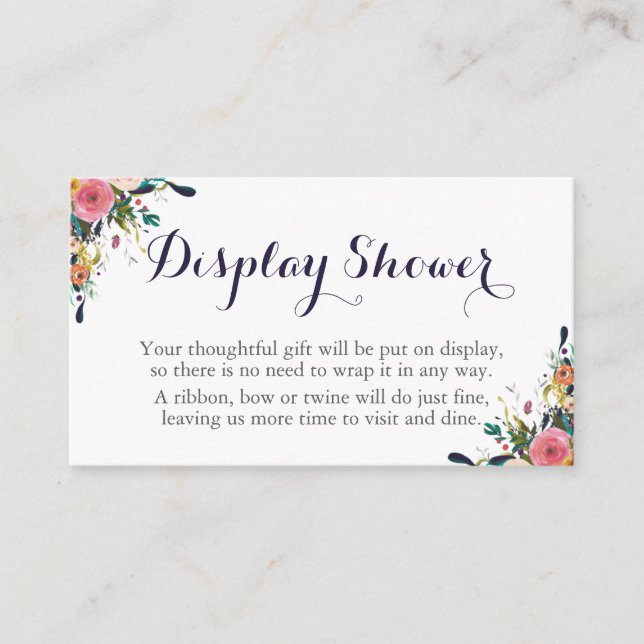 Colorful Flower Display Shower Insert Cards (Front)