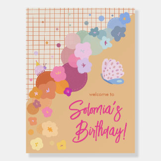 Colorful Flower Dopamine Birthday Welcome Sign