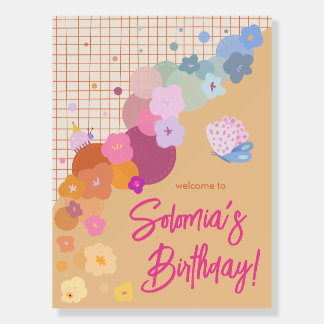 Colorful Flower Dopamine Birthday Welcome Sign