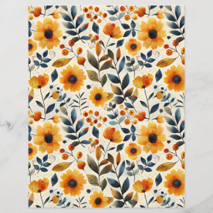 colorful flower fall pattern scrapbook paper