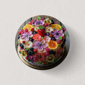 Colorful flower fondant cake button