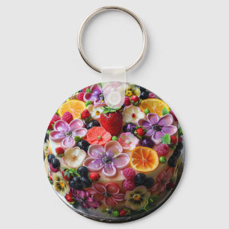 Colorful flower fondant cake keychain