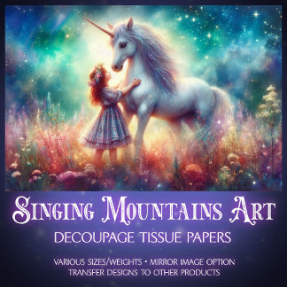 Colorful Flower Forest Unicorn Magic Decoupage Tissue Paper