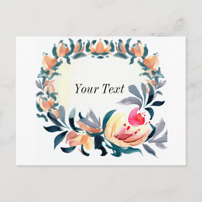 Colorful Flower Frame Invitation Postcard (Front)